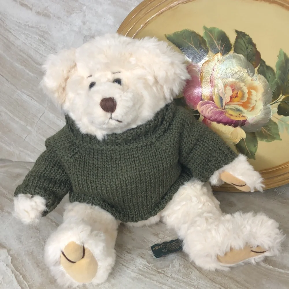 Vintage RUSS Bear “Byron” Fully‎ Jointed with Little Knit Green Sweater